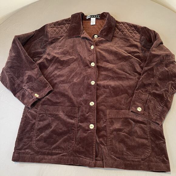Blast Jackets & Blazers - Oversized Corduroy Button Up Chore Barn Jacket Womens Medium Baggy Quilted Brown